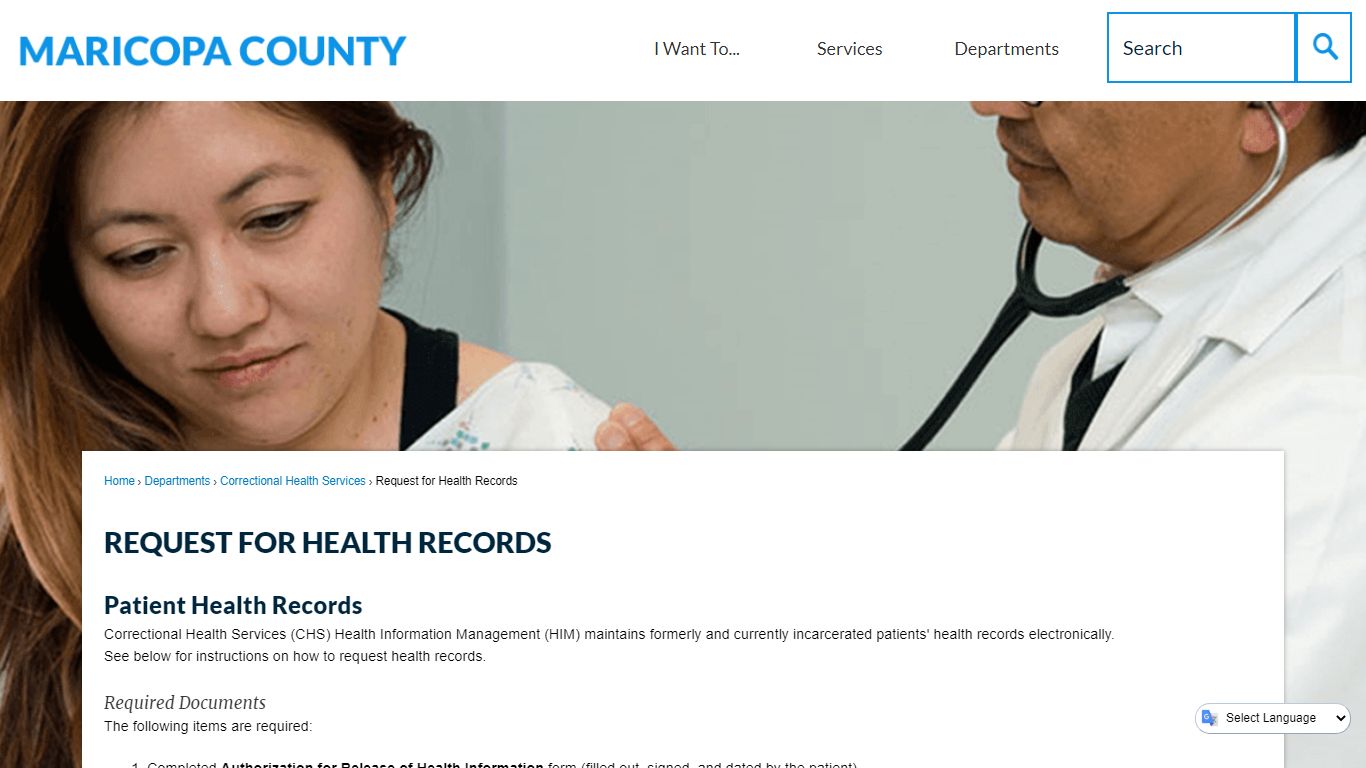 Request for Health Records | Maricopa County, AZ